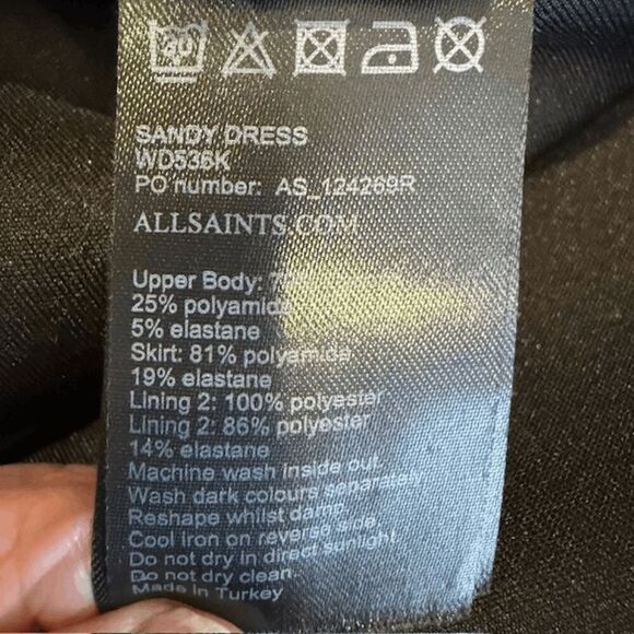 All Saints Sandy Dress Black Mini A-Line Two Tone Jersey and Satin Size Small - Picture 8 of 11